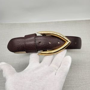Christian Dior 607 Small Brown Pebbled Leather Belt Gold Color Buckle